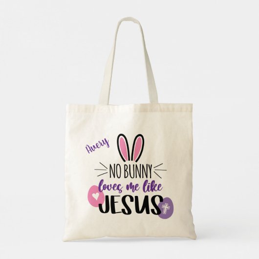 Cute Easter Bunny Eggs Jesus houdt van me geperson Tote Bag (Achterkant)