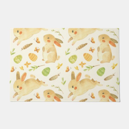 Cute Easter Bunny Eggs Pattern Gift, Happy Easter Deurmat (Voorkant)