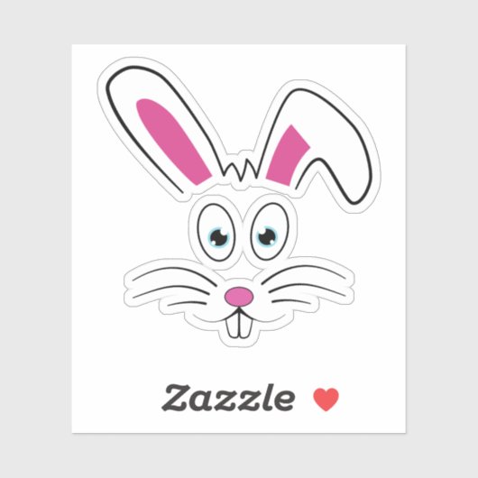 Cute Easter Bunny Face Sticker (Vel)