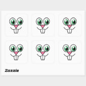 Cute Easter Bunny Face Vierkante Sticker (Vel)