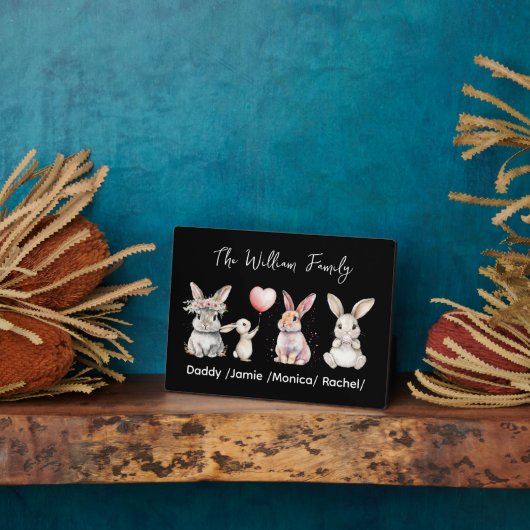 Cute Easter Bunny Family Plaque – Personalized Fotoplaat (Zijkant)