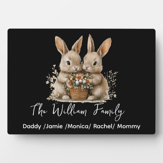 Cute Easter Bunny Family Plaque – Personalized Fotoplaat (voorkant)