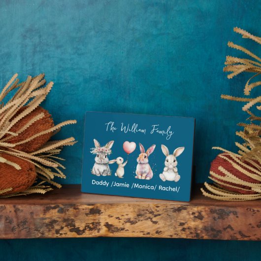 Cute Easter Bunny Family Plaque – Personalized Fotoplaat (Zijkant)