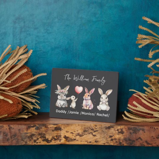 Cute Easter Bunny Family Plaque – Personalized  Fotoplaat (Zijkant)