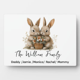 Cute Easter Bunny Family Plaque – Personalized  Fotoplaat