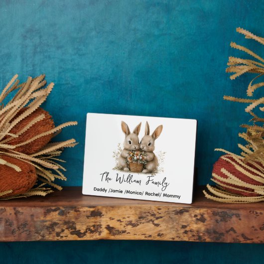 Cute Easter Bunny Family Plaque – Personalized  Fotoplaat (Zijkant)