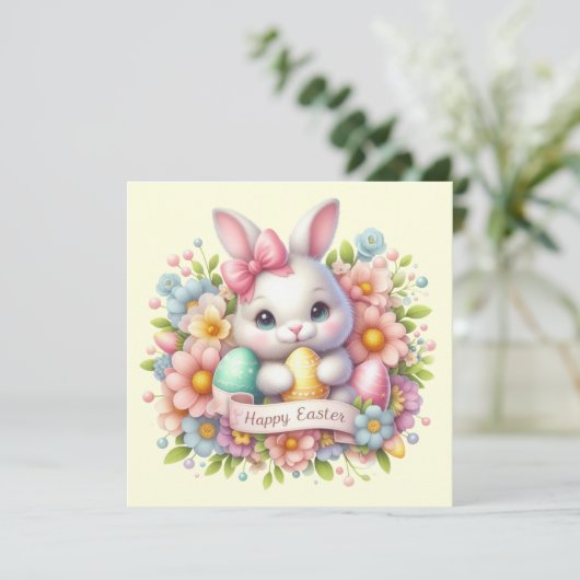 Cute Easter Bunny Feestdagenkaart (Staand voorkant)