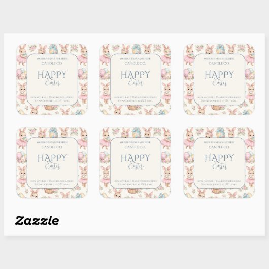 Cute Easter Bunny Floral Pattern Candle Label (Vel)