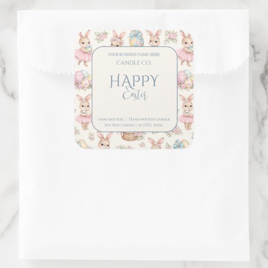 Cute Easter Bunny Floral Pattern Candle Label (Tas)