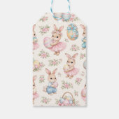 Cute Easter Bunny Floral Pattern - Pastel Spring  Cadeaulabel (Achterkant)