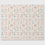Cute Easter Bunny Floral Pattern - Pastel Spring Cadeaupapier (Vlak)