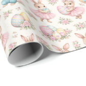 Cute Easter Bunny Floral Pattern - Pastel Spring Cadeaupapier (Rol Hoek)