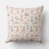 Cute Easter Bunny Floral Pattern - Pastel Spring Kussen (Voorkant)