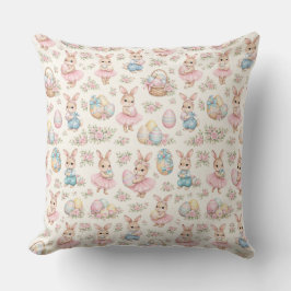 Cute Easter Bunny Floral Pattern - Pastel Spring Kussen