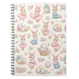 Cute Easter Bunny Floral Pattern - Pastel Spring Notitieboek