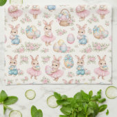 Cute Easter Bunny Floral Pattern - Pastel Spring  Theedoek (Gevouwen)