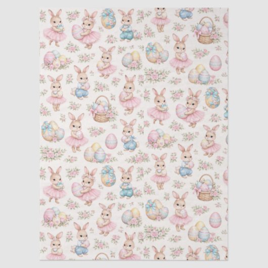 Cute Easter Bunny Floral Pattern - Pastel Spring  Tissuepapier (Voorkant)
