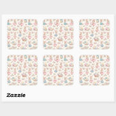 Cute Easter Bunny Floral Pattern - Pastel Spring  Vierkante Sticker (Vel)