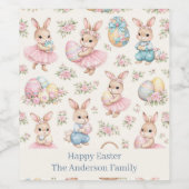 Cute Easter Bunny Floral Pattern - Pastel Spring  Wijn Etiket (Enkel label)