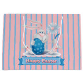 Cute Easter Bunny Gift Bag - Groot, glanzend Groot Cadeauzakje (Voorkant)