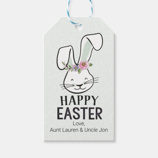 Cute Easter Bunny Gift Labels Cadeaulabel (Voorkant)