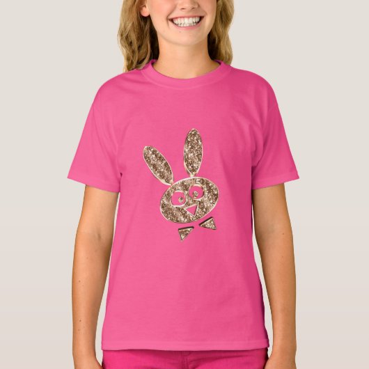 Cute Easter Bunny Gold Kijk uit T-shirt (Voorkant)