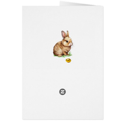 Cute Easter Bunny & Golden Egg on Light Blue (Achterkant)