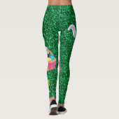 Cute Easter Bunny Green Faux Glitter Leggings (Achterkant)