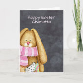 Cute Easter Bunny Holding a Egg Feestdagen Kaart (Voorkant)