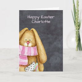 Cute Easter Bunny Holding a Egg Feestdagen Kaart
