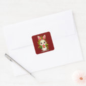 Cute Easter Bunny Holding Egg - Autocolante Vierkante Sticker (Envelop)