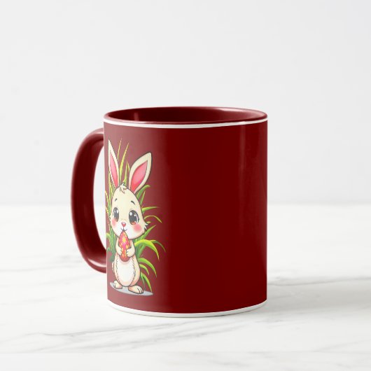Cute Easter Bunny Holding Egg - caneca Mok (Voorkant links)