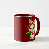 Cute Easter Bunny Holding Egg - caneca Mok (Voorkant rechts)