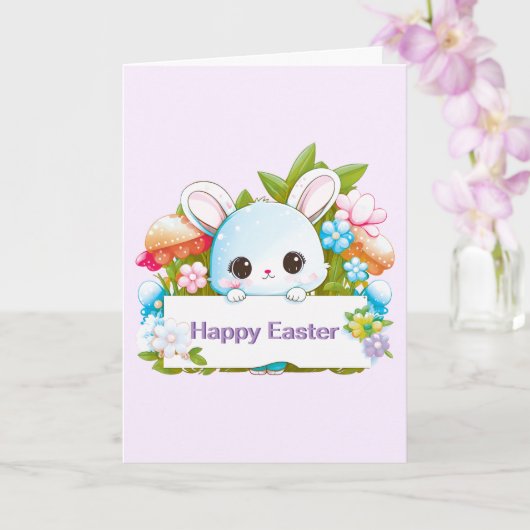 Cute Easter Bunny Holiday Kaart (Orchidee)