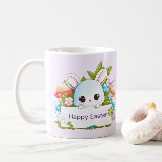 Cute Easter Bunny Holiday Koffiemok (Met donut)