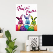 Cute Easter Bunny Holiday Poster (Thuiskantoor)