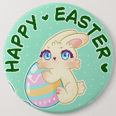Cute Easter Bunny Hugging Egg Ronde Button 6,0 Cm (Voorkant)