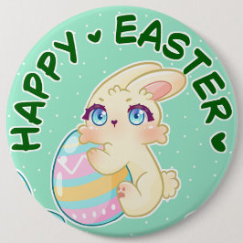 Cute Easter Bunny Hugging Egg Ronde Button 6,0 Cm