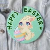 Cute Easter Bunny Hugging Egg Ronde Button 6,0 Cm (In situ)