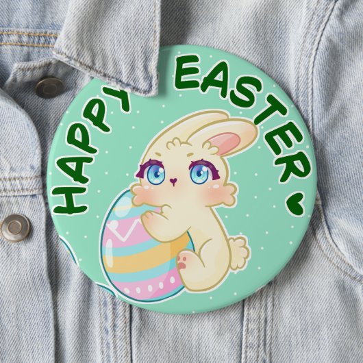 Cute Easter Bunny Hugging Egg Ronde Button 6,0 Cm (In situ)