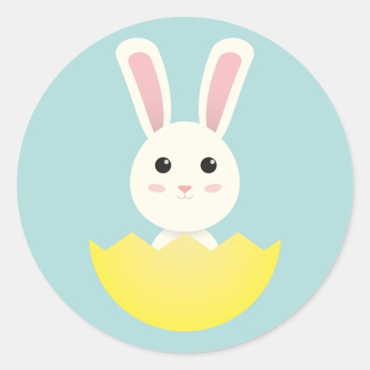 Cute Easter Bunny I Ronde Sticker (Voorkant)