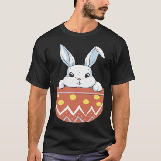 Cute Easter Bunny in a Pocket Bunny  Kids Boys Gir T-shirt (Voorkant)