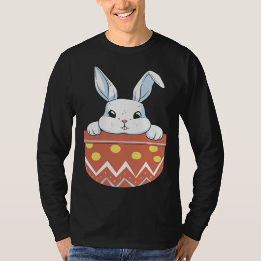 Cute Easter Bunny in a Pocket Bunny  Kids Boys Gir T-shirt (Voorkant)