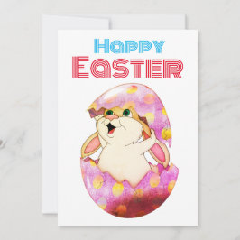 Cute Easter Bunny in eggshell Feestdagenkaart