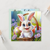 Cute Easter Bunny Kaart (Voorkant / Achterkant in situ)