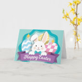 Cute Easter Bunny Kaart (Gele Bloem)
