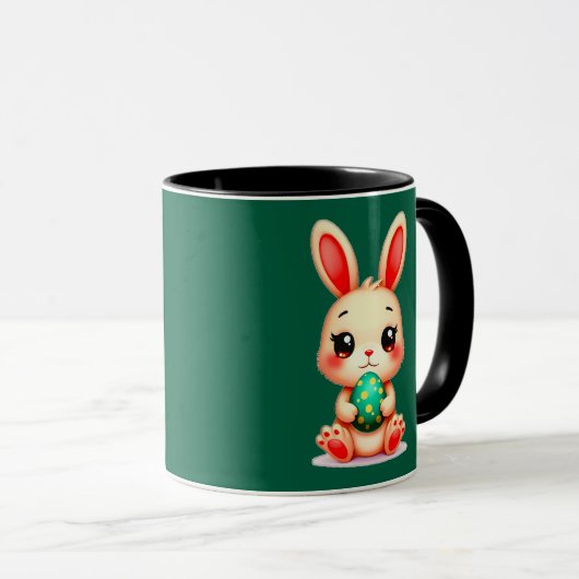 Cute Easter Bunny – Kawaii Rabbit with Egg caneca Mok (Voorkant rechts)