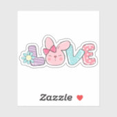Cute Easter Bunny Love Spring Vinyl Sticker (Vel)