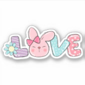 Cute Easter Bunny Love Spring Vinyl Sticker (Voorkant)