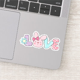 Cute Easter Bunny Love Spring Vinyl Sticker